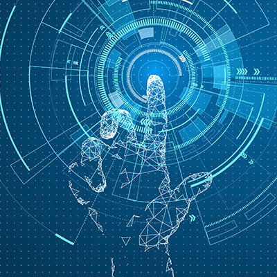 digital graphic of a hand point and pressing a button