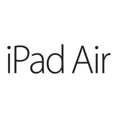 The image displays the text iPad Air in a sleek, modern font against a plain white background, reminiscent of Apple's new products often favored by business professionals who appreciate the refined design akin to the MacBook Air.
